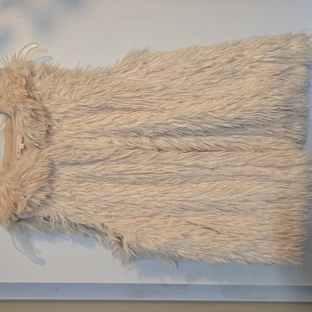 VINTAGE Faux Fur Vest with Hood